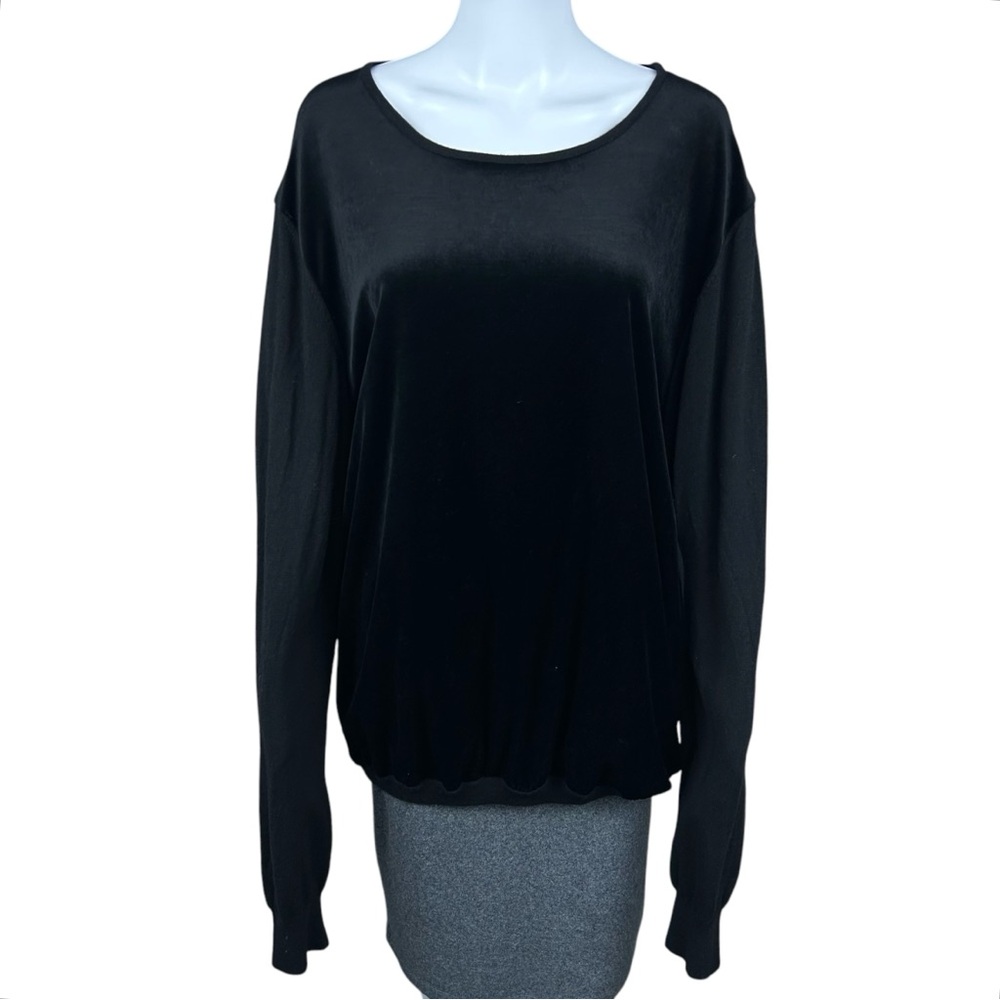 ROBERTO CAVALLI Wool Velvet Sweater Top 3XL Black QuietLuxury Preppy Whimsigoth